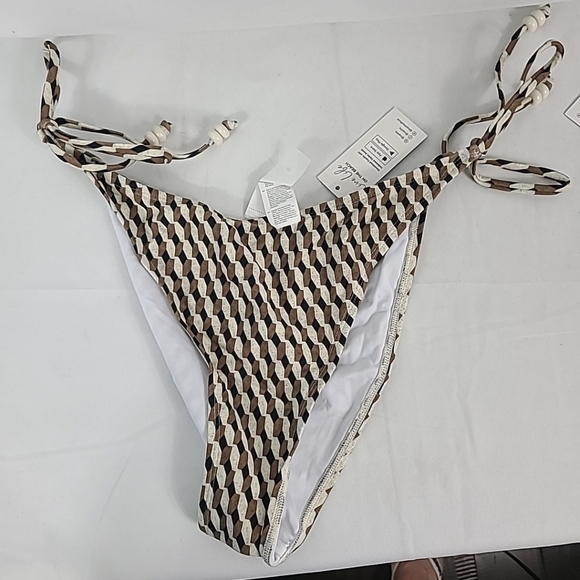 NWT CupShe Halter Bikini Top (M) & Bottoms (L) Set Geometric Browns Sz M&L - Picture 6 of 8